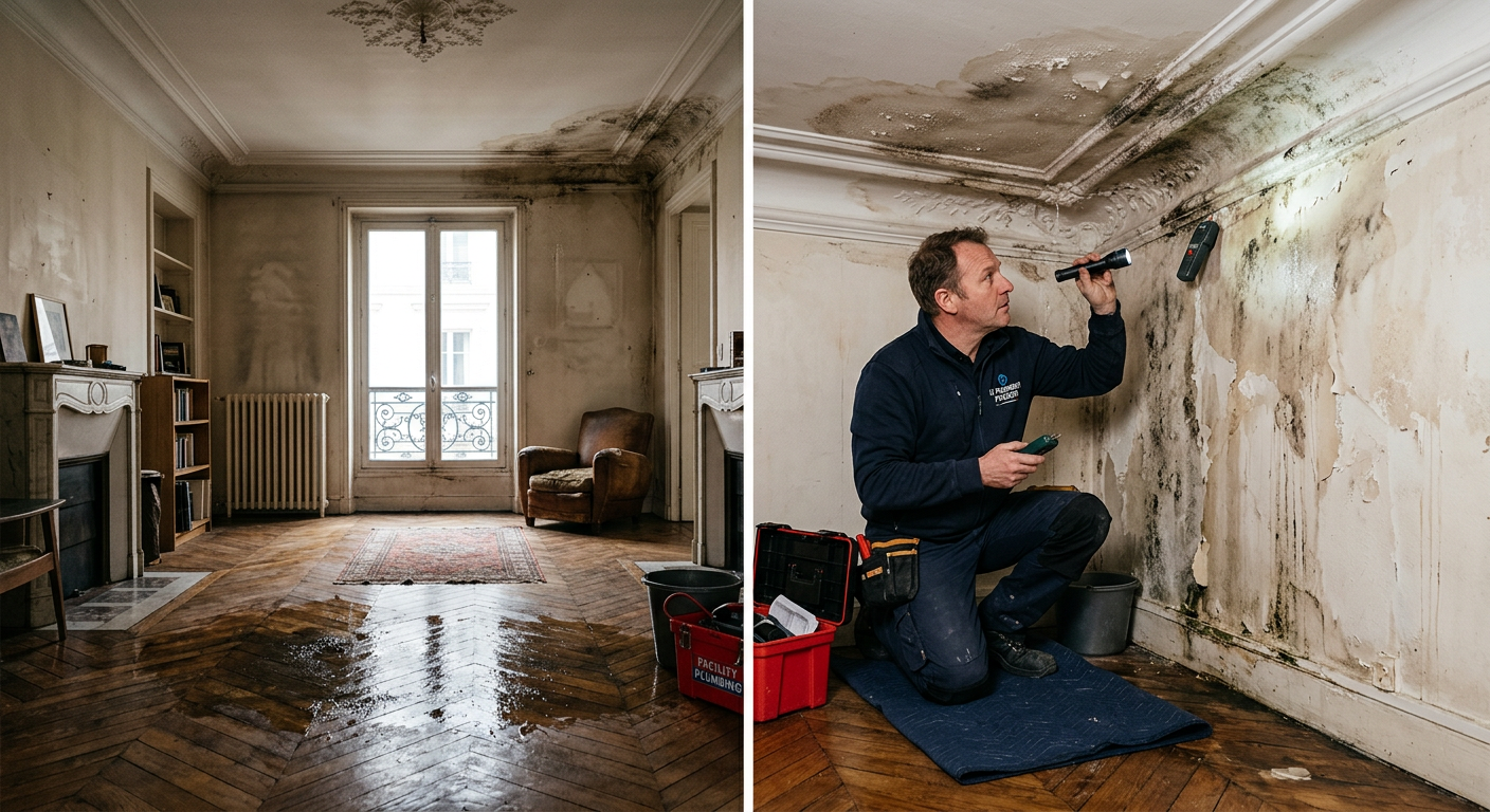 Intervention urgente pour dégât des eaux dans un appartement à Plaisir 78