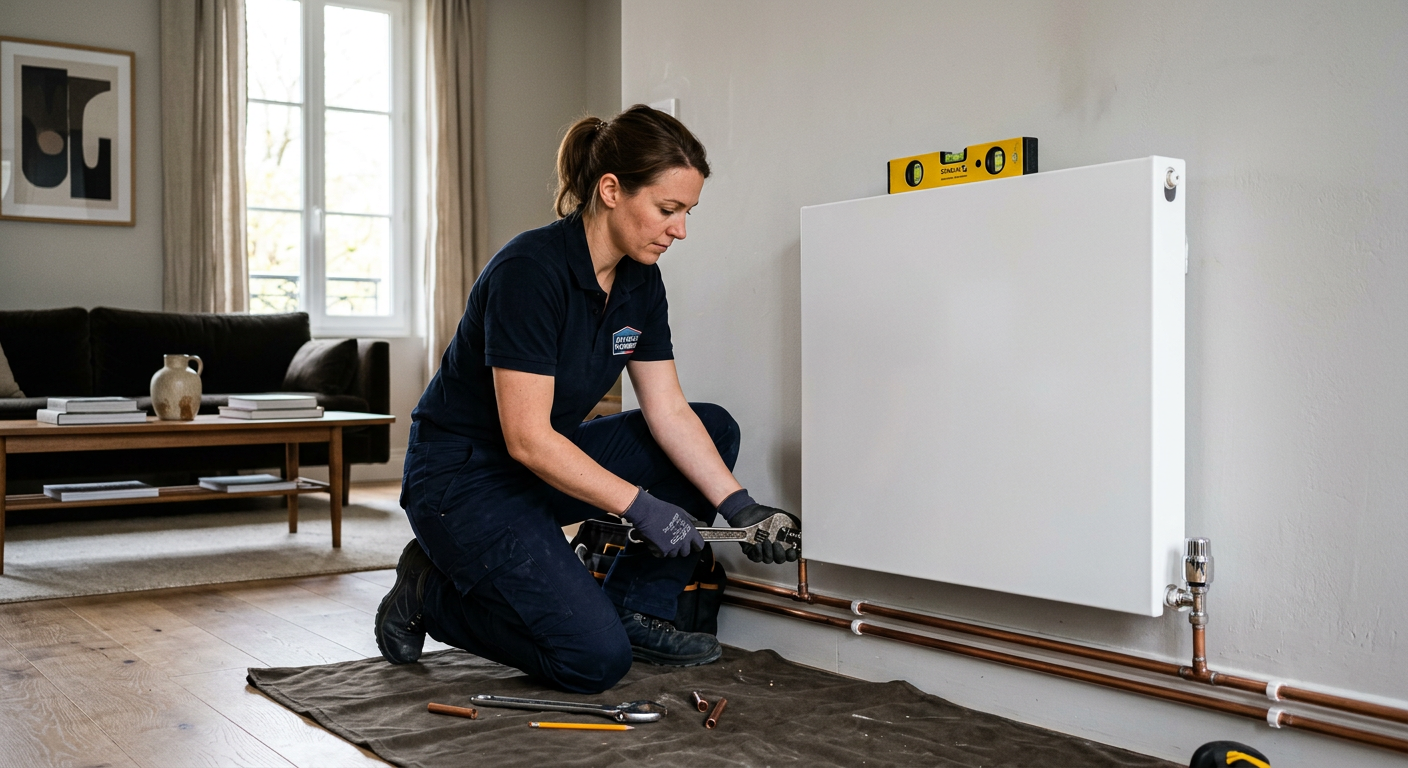 Installation de radiateur avec robinet thermostatique à Plaisir dans les Yvelines